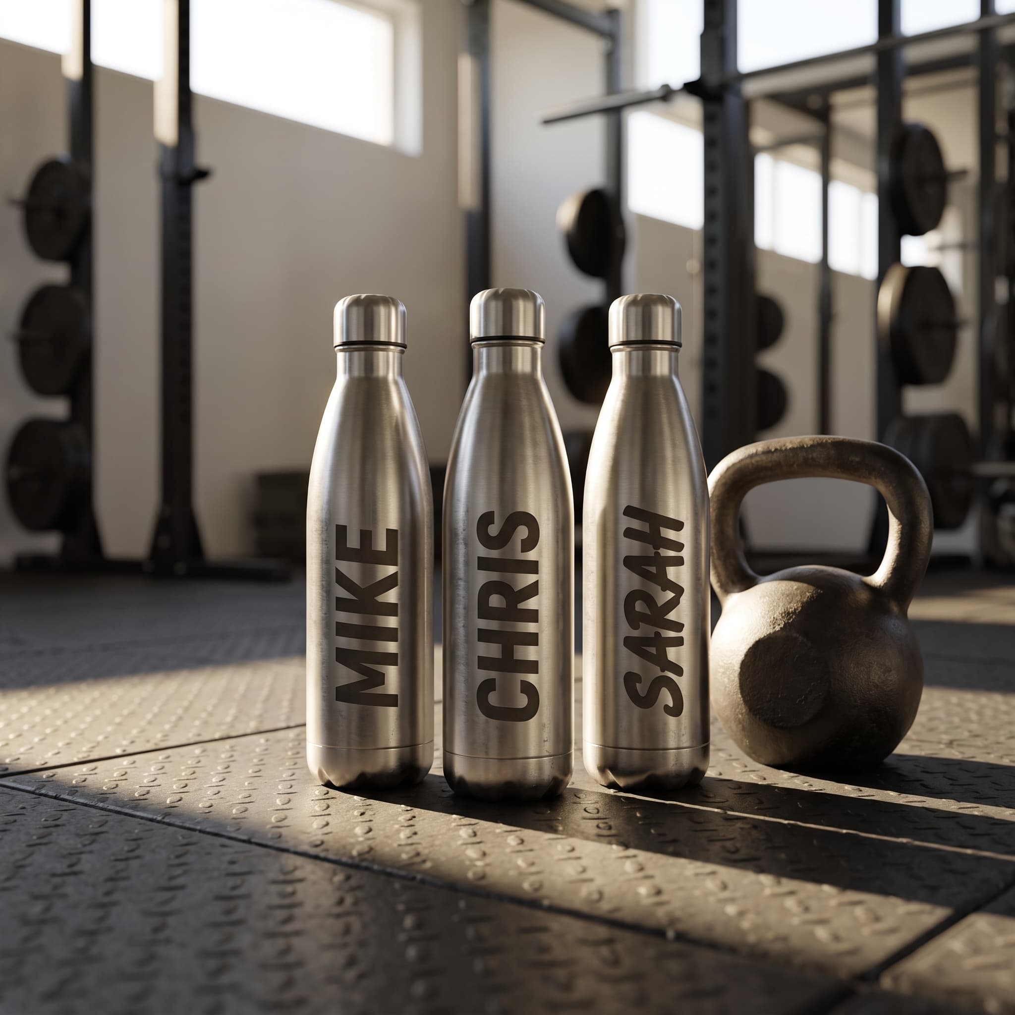Engraved gym bottle set